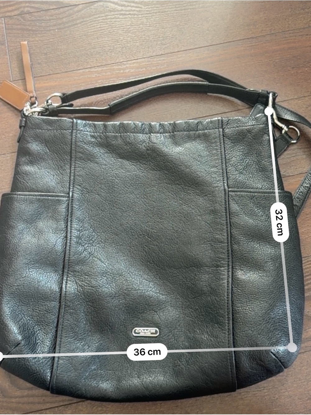 Vintage Coach Full Grain Black Leather Crossbody Hobo Bag - Picture 5 of 5
